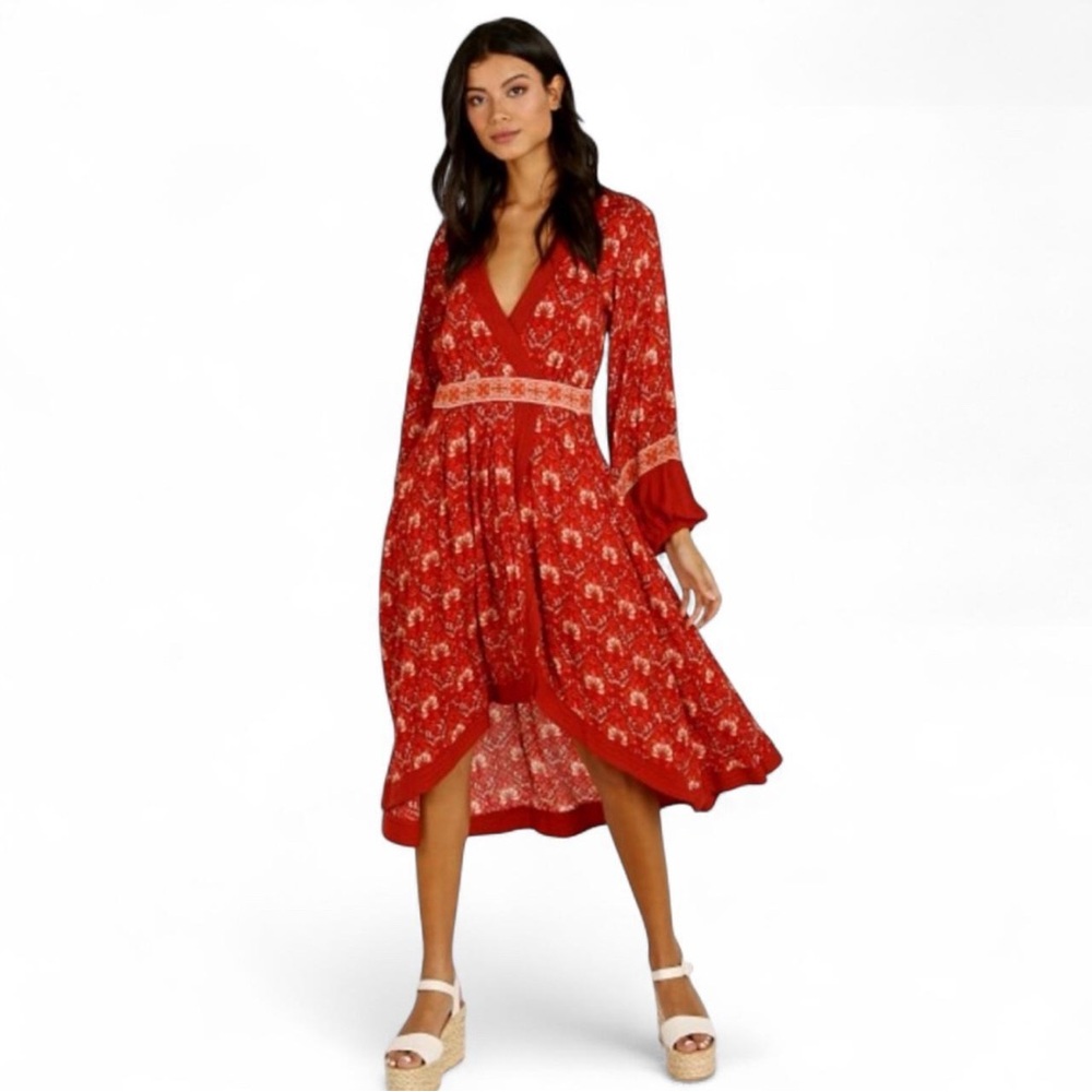 Spell Red Long Sleeve Dress